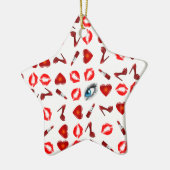 Lip Kiss Chic Keramisch Ornament (Links)