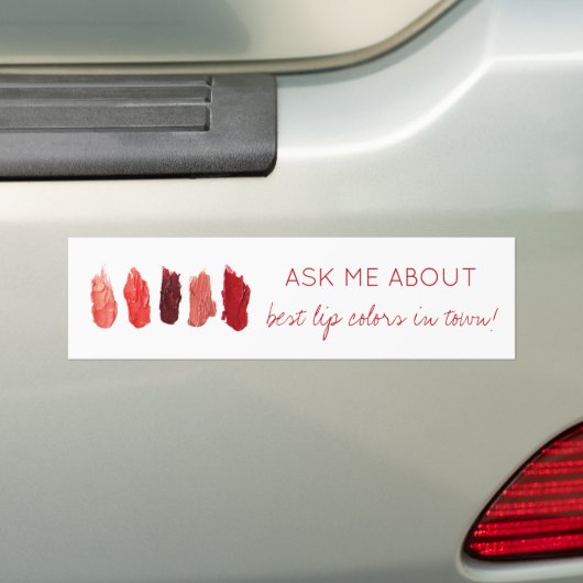 Lip kleuren stalen ruby rood wit promotioneel bumpersticker (Op auto)