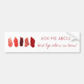 Lip kleuren stalen ruby rood wit promotioneel bumpersticker (Voorkant)