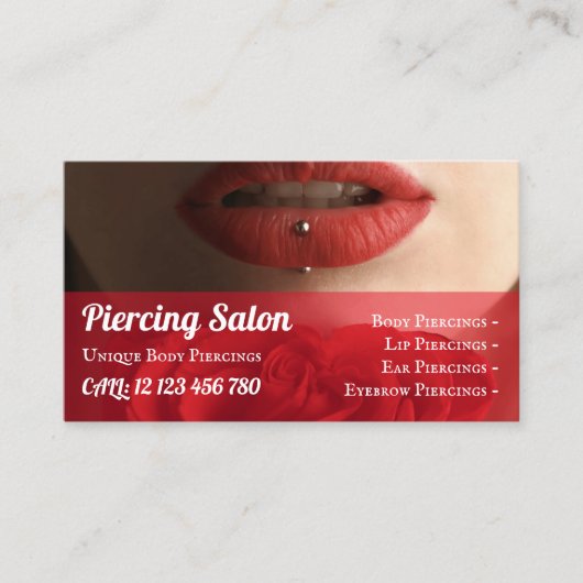 Lip Piercings Visitekaartje (Voorkant)