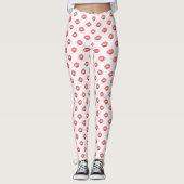 Lip Print Leggings White Red kiss Pants (Voorkant)