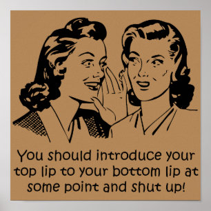 Lip Tot Lip Hou Je Mond Grappige Poster Bord