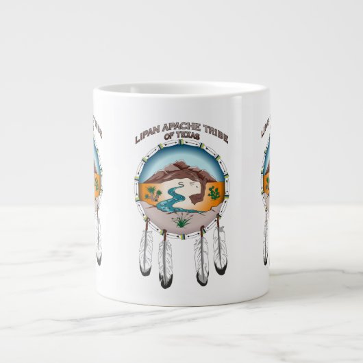 Lipan Apache Tribe 20 oz White Jumbo Mok (Voorkant)