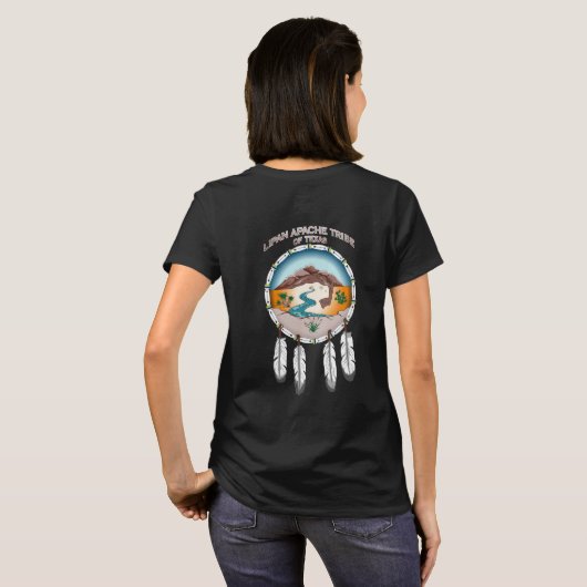 Lipan Apache Tribe Front-Back Women's Black T-shirt (Achterkant volledig)