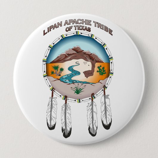 Lipan Apache Tribe van Texas 4-inch Button (Voorkant)