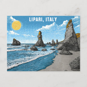 Lipari Italië Beach Ocean Rocks Waterverf Reizen Briefkaart