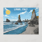 Lipari Italië Beach Ocean Rocks Waterverf Reizen Briefkaart (Voorkant)