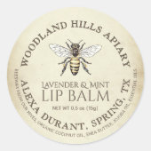 Lipbalsem Queen Bee op verouderd perkament Ronde Sticker (Voorkant)