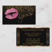Lipcolor met Gouden Confetti &  Roze Lippen Visitekaartje (Voorkant / Achterkant)