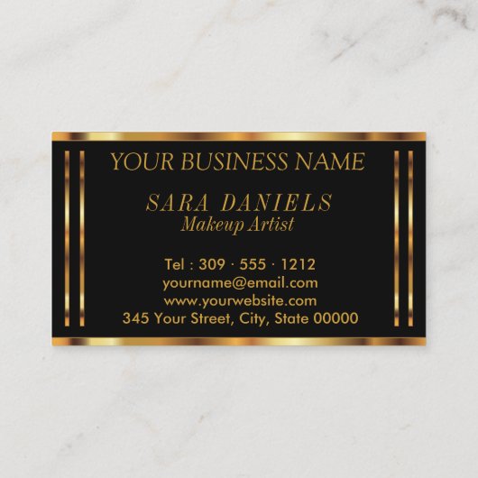 Lipcolor met Gouden Confetti &  Roze Lippen Visitekaartje (Achterkant)