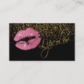 Lipcolor met Gouden Confetti &  Roze Lippen Visitekaartje (Voorkant)