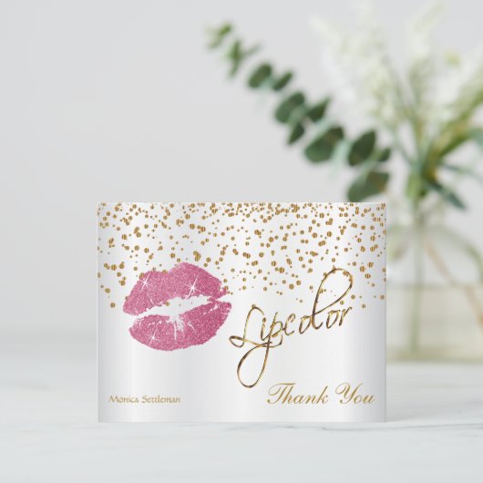 Lipcolor  roze Lips - Hartelijk dank Briefkaart (Staand voorkant)