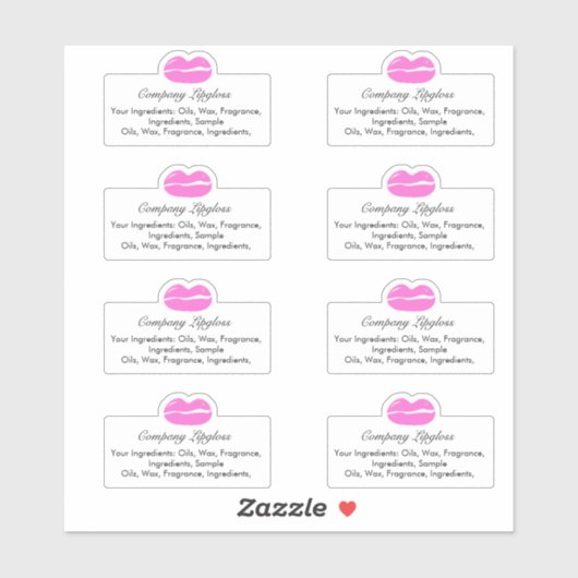 Lipgloss Beauty Logo Ingredient Business Sticker (Vel)