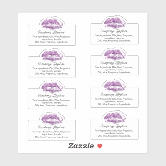Lipgloss Lip Imprint Logo Ingredient Business Sticker (Vel)