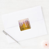 Lipgloss make-up roze gele mosterd druppels vierkante sticker (Envelop)