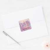Lipgloss Make-up Roze Rose Drips Holografie Vierkante Sticker (Envelop)