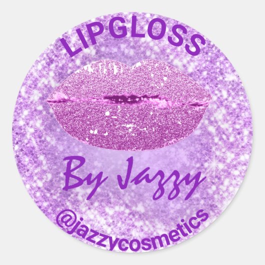 Lipgloss Makeup Artiest Paars Product Promotion Ronde Sticker (Voorkant)
