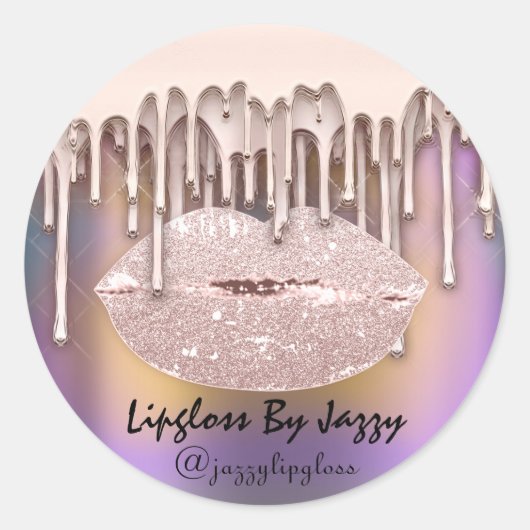 Lipgloss Makeup druppels Verpakkingsdruppels Roos  Ronde Sticker (Voorkant)