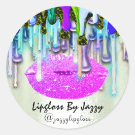 Lipgloss Makeup druppelt de verpakking Roze druppe Ronde Sticker