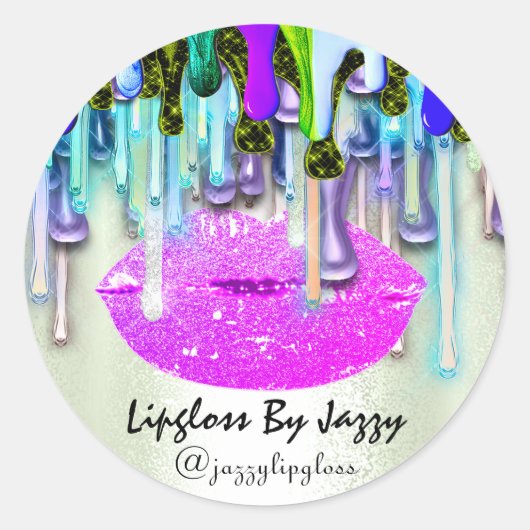 Lipgloss Makeup druppelt de verpakking Roze druppe Ronde Sticker (Voorkant)