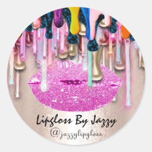 Lipgloss Makeup druppelt het Roos Roze druppels in Ronde Sticker