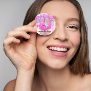 Lipgloss Makeup druppelt het Roos Roze druppels in Ronde Sticker