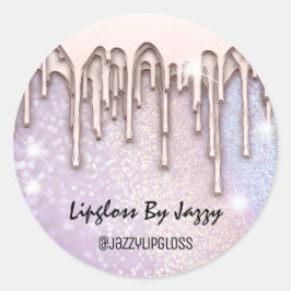 Lipgloss Makeup druppelt verpakkingsRoos GlitterPu Ronde Sticker