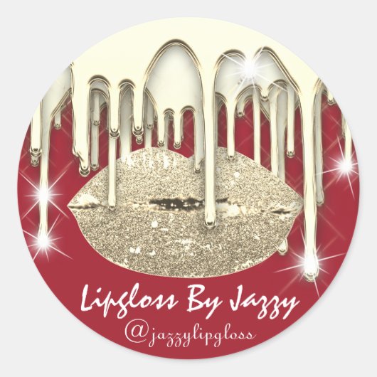 Lipgloss Makeup Gold Drivers Verpakking Rode Ruby Ronde Sticker (Voorkant)