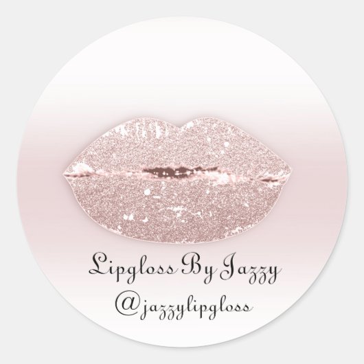 Lipgloss Makeup Packaging Roos Blush Girly Glitter Ronde Sticker (Voorkant)