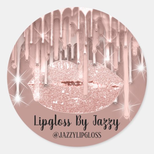 Lipgloss Makeup pakt het Roos van de Verpakking Bl Ronde Sticker (Voorkant)