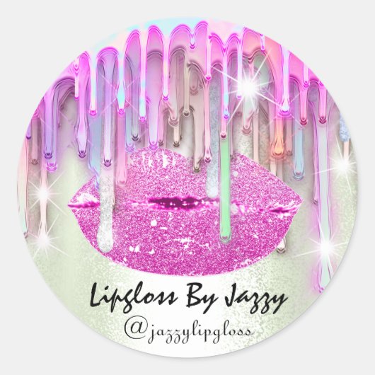 Lipgloss Makeup pakt roze Mint Green in Ronde Sticker (Voorkant)