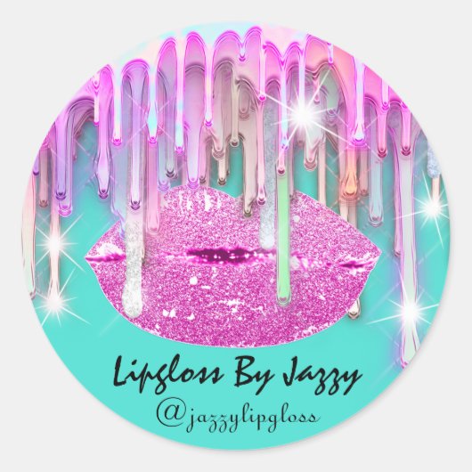 Lipgloss Makeup pakt roze Mint Green in Ronde Sticker (Voorkant)