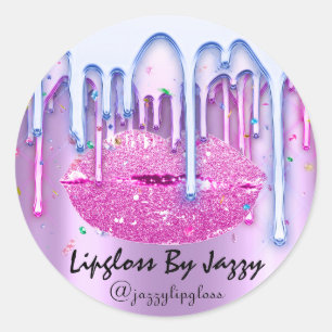 Lipgloss Makeup roze Bluei Drip Packaging Ronde Sticker