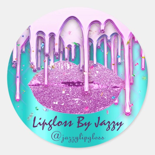 Lipgloss Makeup roze Confetti Drivers Verpakking Ronde Sticker (Voorkant)