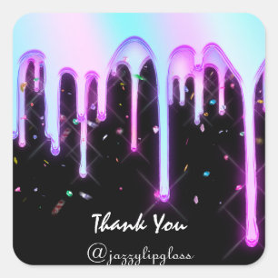 Lipgloss Makeup roze Unicorn Drift Holograaf Black Vierkante Sticker