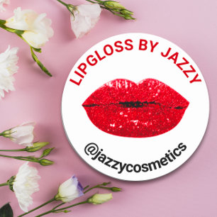 Lipgloss op naam Glitter Promotion Product Red Ronde Sticker