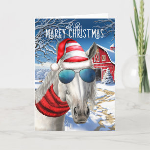 Lipizzan Wit Paard Grappig MAREy Kerstmis Feestdagen Kaart