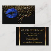 Lipkleur met Gold Confetti en blauwe lips Visitekaartje (Voorkant / Achterkant)