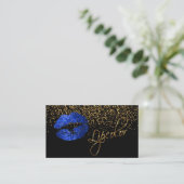 Lipkleur met Gold Confetti en blauwe lips Visitekaartje (Staand voorkant)