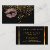Lipkleur met gouden Confetti en robuuste Rozen Visitekaartje (Voorkant / Achterkant)