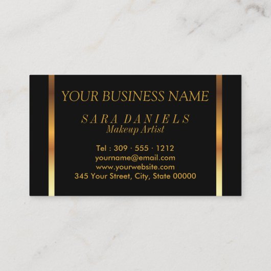 Lipkleur met gouden Confetti en robuuste Rozen Visitekaartje (Achterkant)