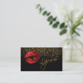 Lipkleur met gouden Confetti en rode spoelen Visitekaartje (Staand voorkant)