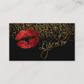 Lipkleur met gouden Confetti en rode spoelen Visitekaartje (Voorkant)