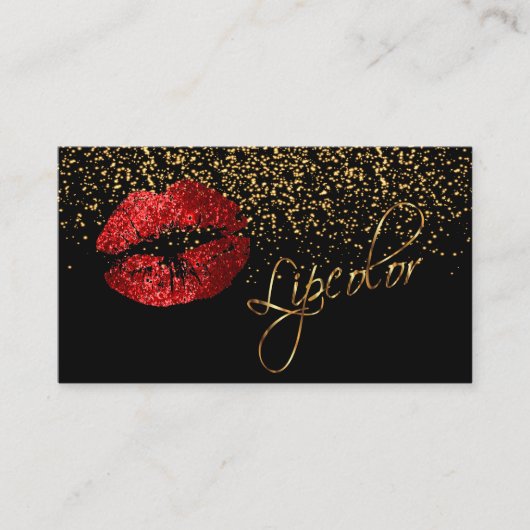 Lipkleur met gouden Confetti en rode spoelen Visitekaartje (Voorkant)