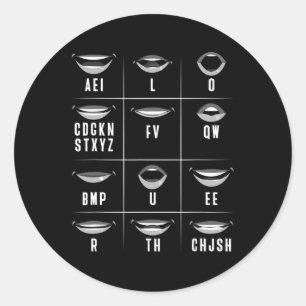 Liplezing ASL Handgebaar Doof Gehoorverlies AWA Ronde Sticker