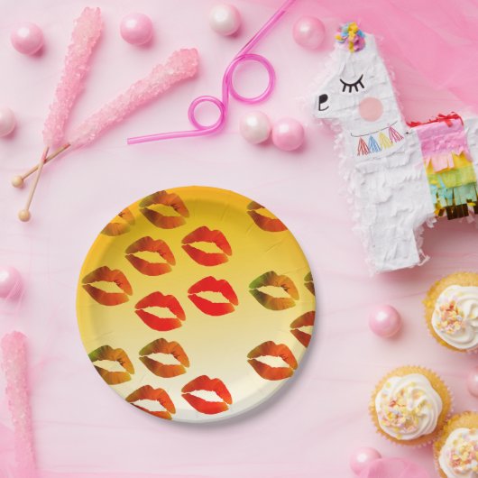 Lippen Aangepast Papier Borden 7 in Papieren Bordje (Feest)