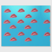 Lippen & Blauwe Achtergrond Cadeaupapier (Vlak)