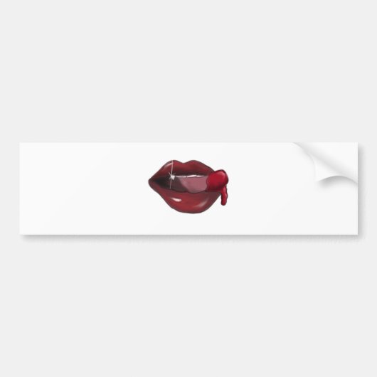 lippen bloedtanden bumpersticker (Voorkant)