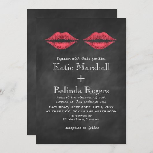 Lippen bruiloft uitnodiging (Voorkant / Achterkant)