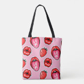 Lippen en Aardbeien Tote Bag (Achterkant)